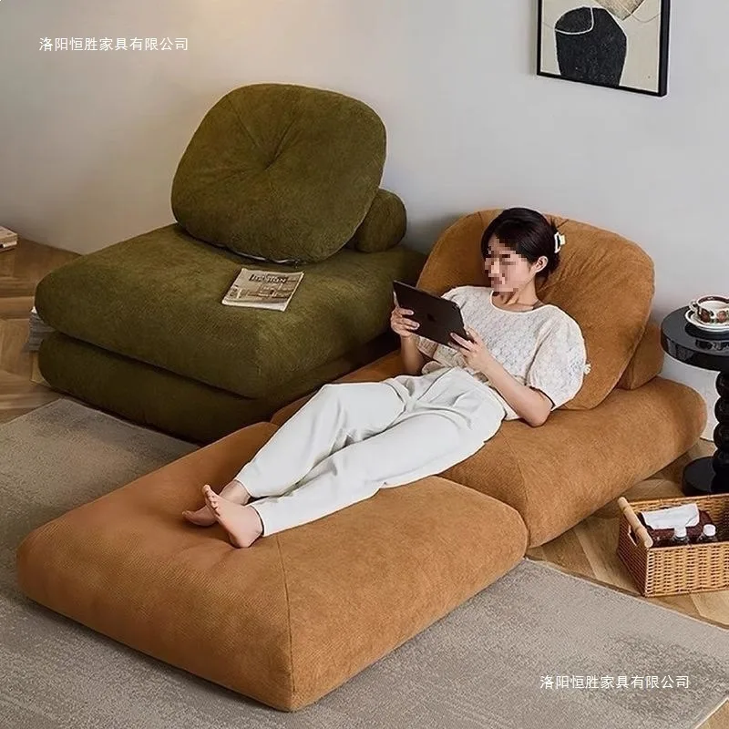 Floor-to-ceiling sofa mochi sofa bed small apartment living room folding and dismantling dual-purpose cream tofu block lazy tata
