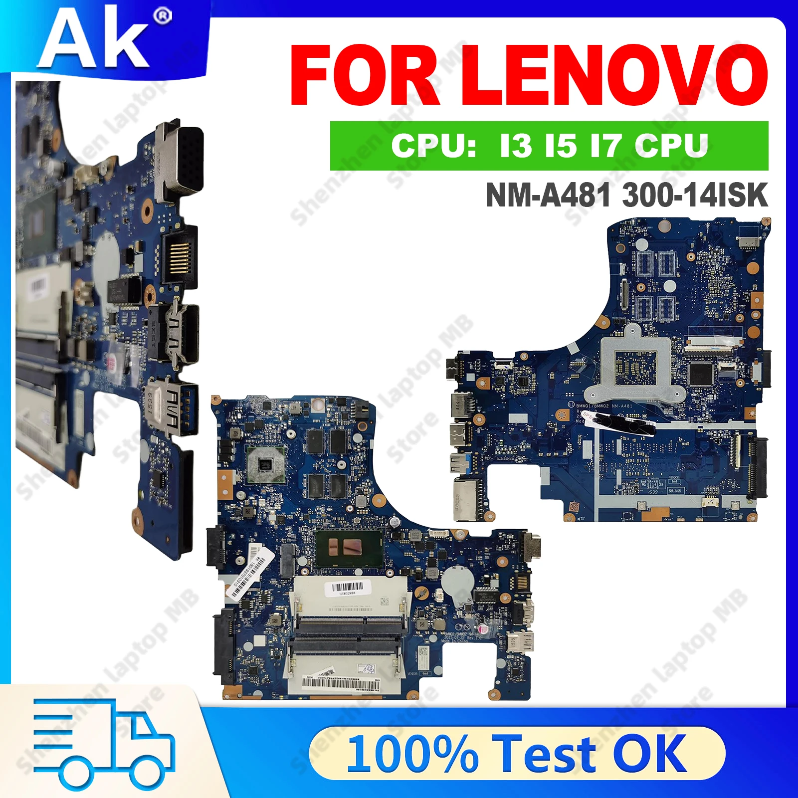 NM-A481 Laptop Motherboard For Lenovo 300-14ISK 14in NM-A481 Mainboard with 6th Gen I3 I5 I7 CPU 100% Tested OK
