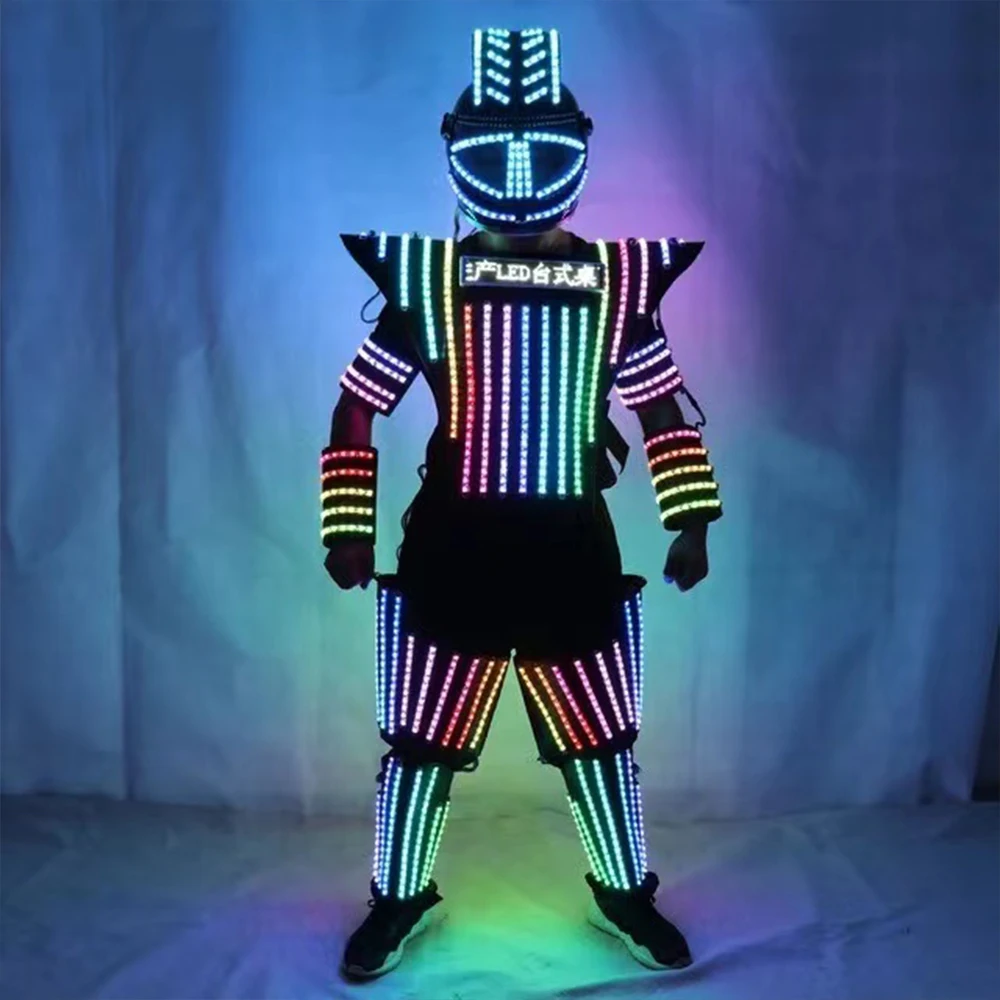 LED Robot Color Change Suit Laser Predator Costume Chest Screen Stage Dancer Iron Soldier Wearing Cosplay Suit for Nightclub