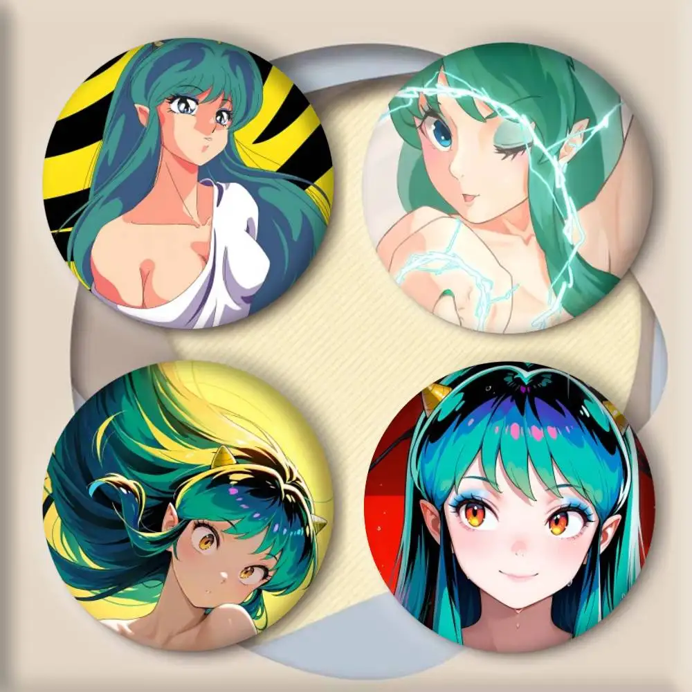 Lum Urusei Yatsura - Pin redondo de anime de hojalata con meme para sombrero, bolso, accesorios creativos de joyería para solapa, regalos
