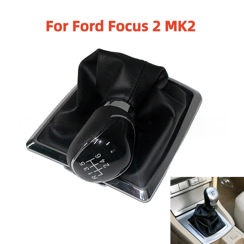 

Высококачественная 5 6-скоростная автомобильная ручка переключения передач с гетрами, кожаный чехол для Ford Focus 2 MK2 2005-2011