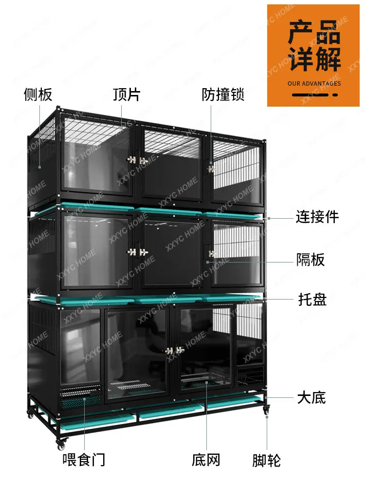 Cage Pet Shop Dog Crate Display Cabinet Hospital Foster Glass Cat Cabinet Breeding Cat Cage Isolation Rescue