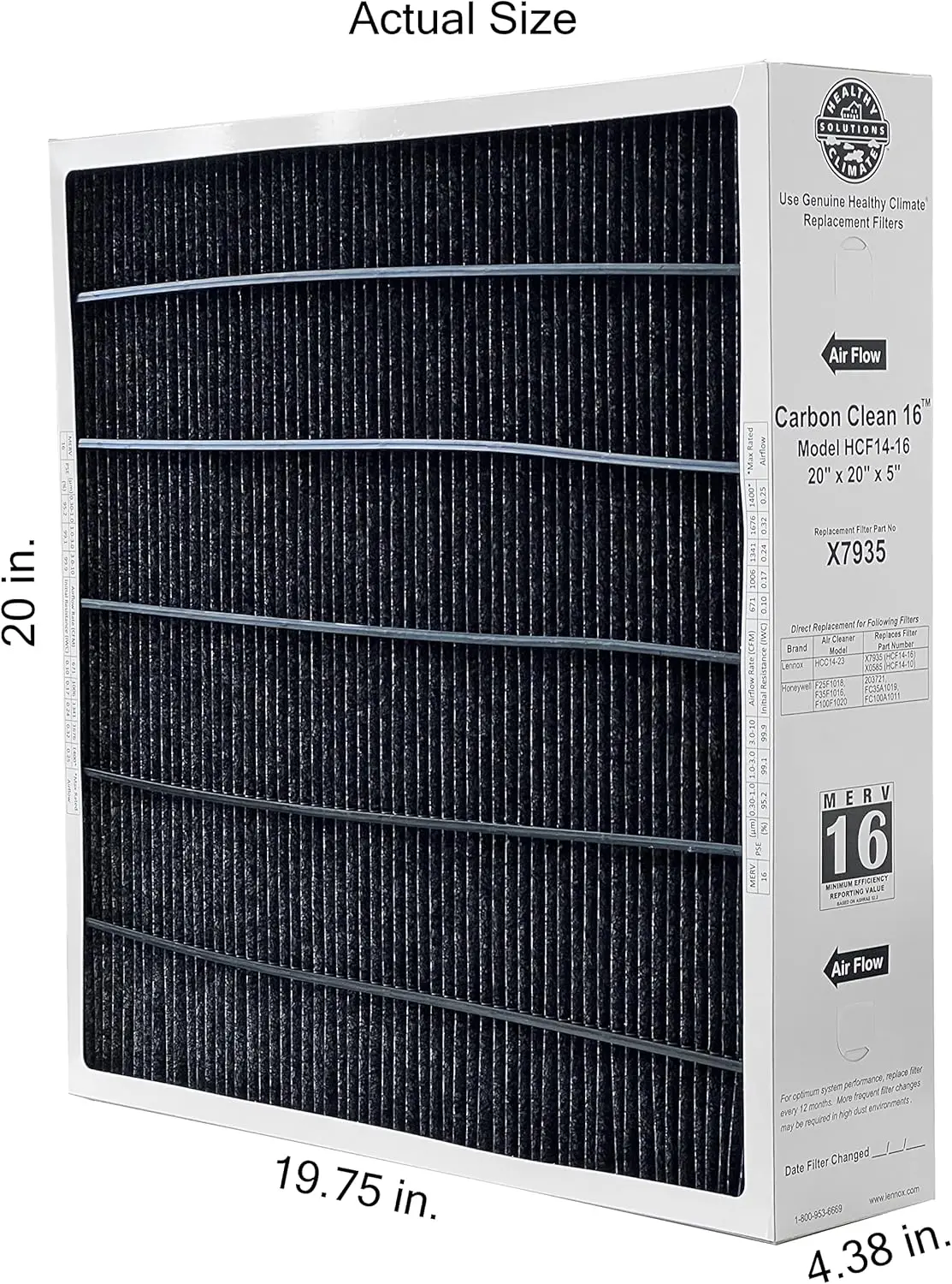 

X7935 20x20x5 Комплект фильтров для здорового климата Carbon-Clean 16, с магнитом для напоминания о смене питания в тот же день (2 шт.)