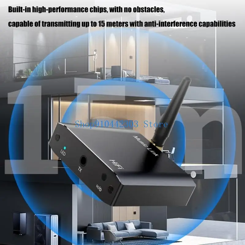 652F Bluetooth-Compatible 5.3 Transmitter Receiver 2 in 1 HiFi Sound Adapters 15Meter Ranges for Car Home Speakers 250mAh