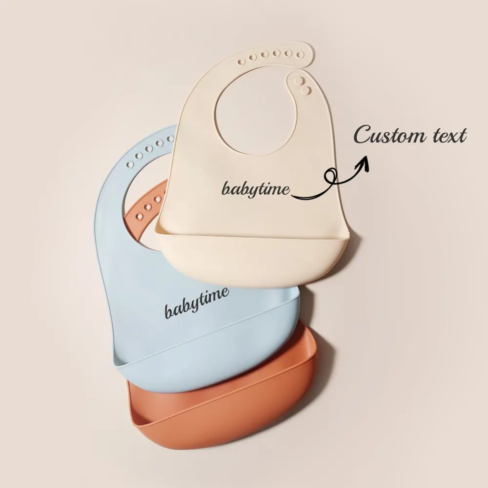 

Ultra-Thin Baby Bib, Drool Bib with Custom Name, Food Grade Soft Silicone, Waterproof Feeding Bib for Toddlers, Baby Shower Gift