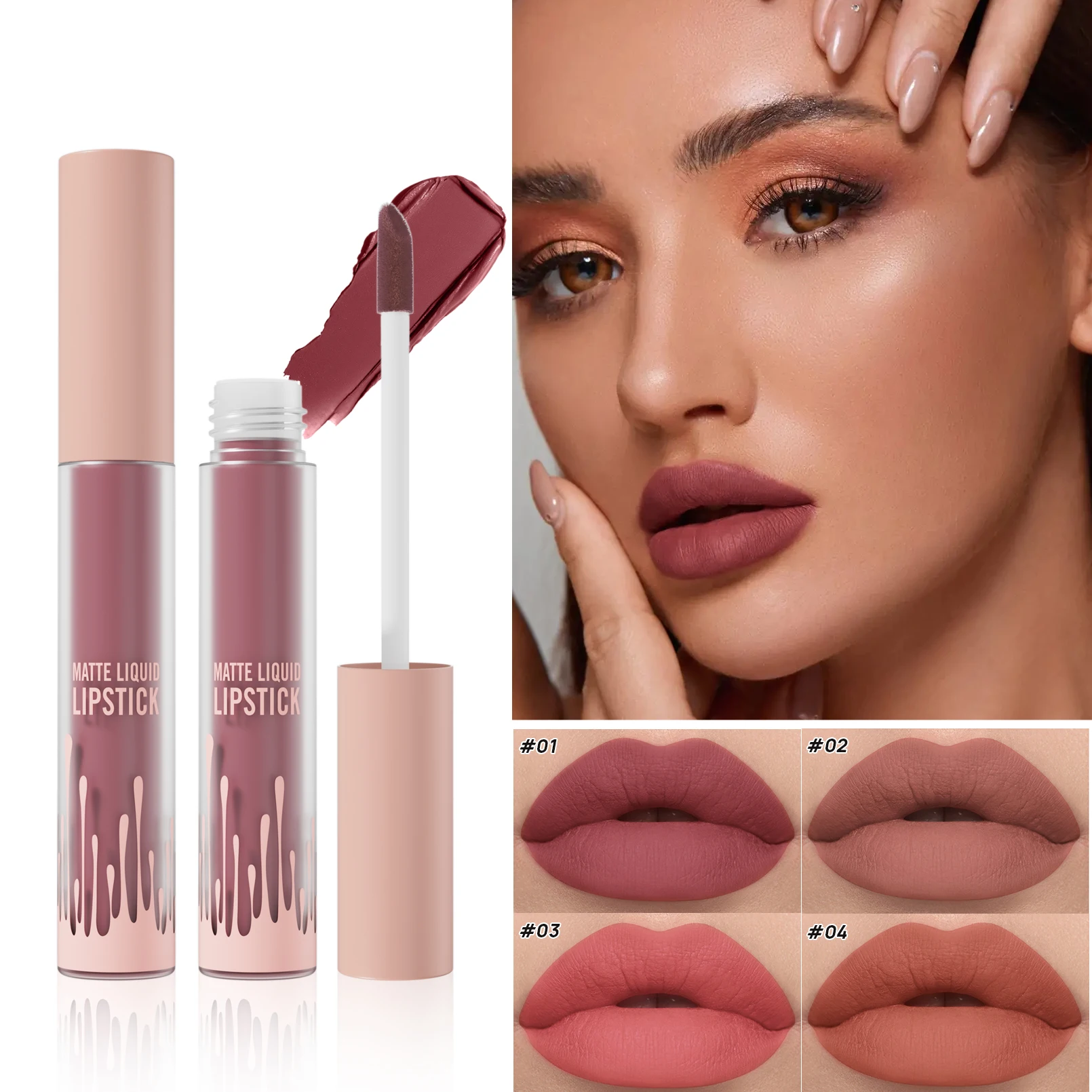 4 colors Matte Velvet Lip Glaze - Long Lasting, Waterproof, Non-Sticky, Smudge Proof Liquid Lipstick Valentine's Day Gifts