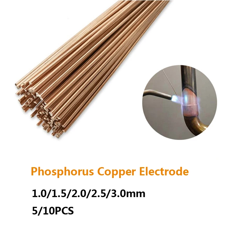 1/1.5/2/2.5/3mm 50cm Brass Welding Rod Phosphorus Copper Electrode Welding Wire Soldering Rod No Need Solder Powder 5/10pcs