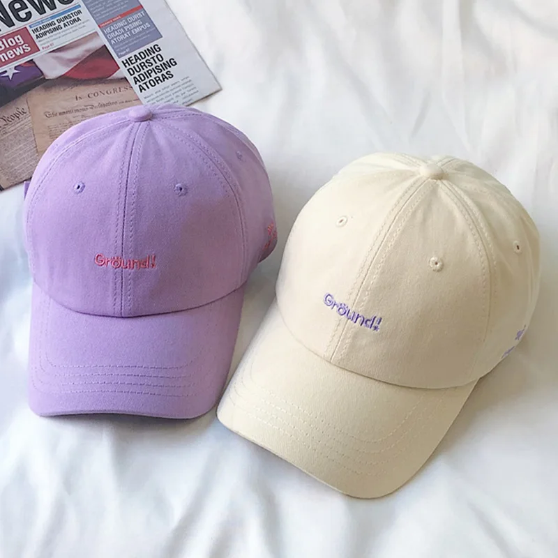 Fashion Letter Embroidery Baseball Cap Unisex Candy Color Soft Top Adjustable Sports Sun Hat Women Men Casual Hip Hop Dad Caps