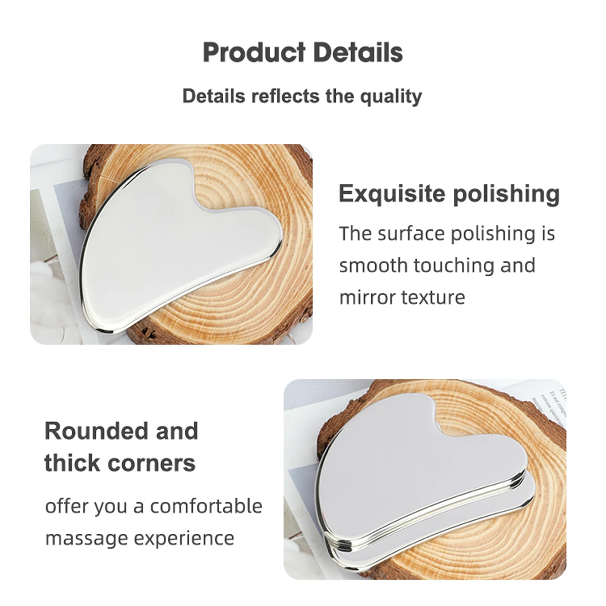 1pc gua sha ferramenta facial de aço inoxidável guasha massagem ferramenta natural universal facial prata metal gua sha placa beleza cuidados com a pele