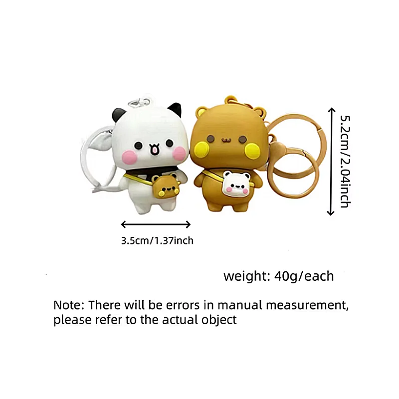2 ชิ้นใหม่ Panda Bubu และ Yier จี้ตุ๊กตาของเล่นน่ารักการ์ตูนหมีแพนด้าตุ๊กตาพวงกุญแจกระเป๋าเป้สะพายหลังจี้คู่ของขวัญ