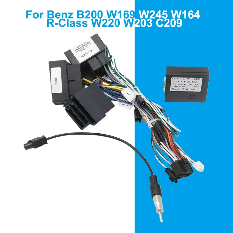 CANbus Box Adaptor Decoder For Benz B200 W169 W245 W164 R-Class W220 W203 C209 Vito SLK With 16Pin Power Wiring Harness Cable