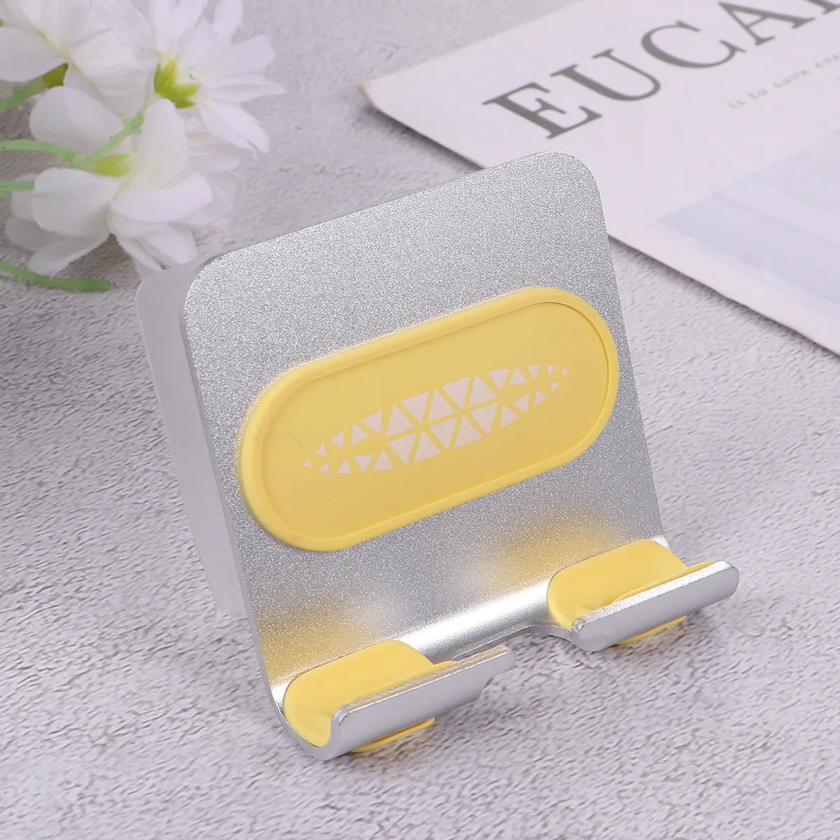 Metal Mobile Phone Wall Stand Holder Punch-Free Adhesive Anti-Skid Adjustable Angle Smart Phone Bracket for 4-12 Inch Tablet view 3