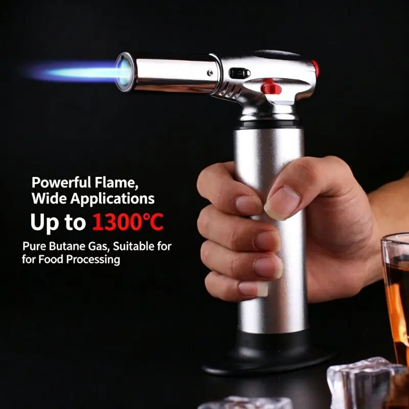 1300° Large Airbrush Lighter, Outdoor BBQ Kitchen Camping Ignition Tool, Windproof Torch Turbo Butane Cigar Welding Igniter
