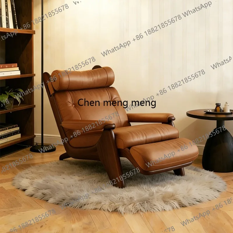 

Средневековое кожаное кресло-реклайнер в стиле ретро для виллы, одноместный диван для спальни, гостиной, балкона, для отдыха, чтения и чаепития