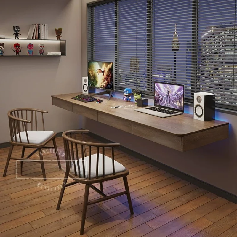 Nordic Solid Wood Floating Desk Modern Simple Wall-mounted Computer Table Study Bedroom Living Room Furniture Tavolo FYFD