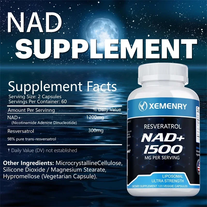 NAD+ and Resveratrol Supplement - Supports Cell Health, DNA Repair, Improves Natural Energy, Cell Metabolism, Anti-Aging Support