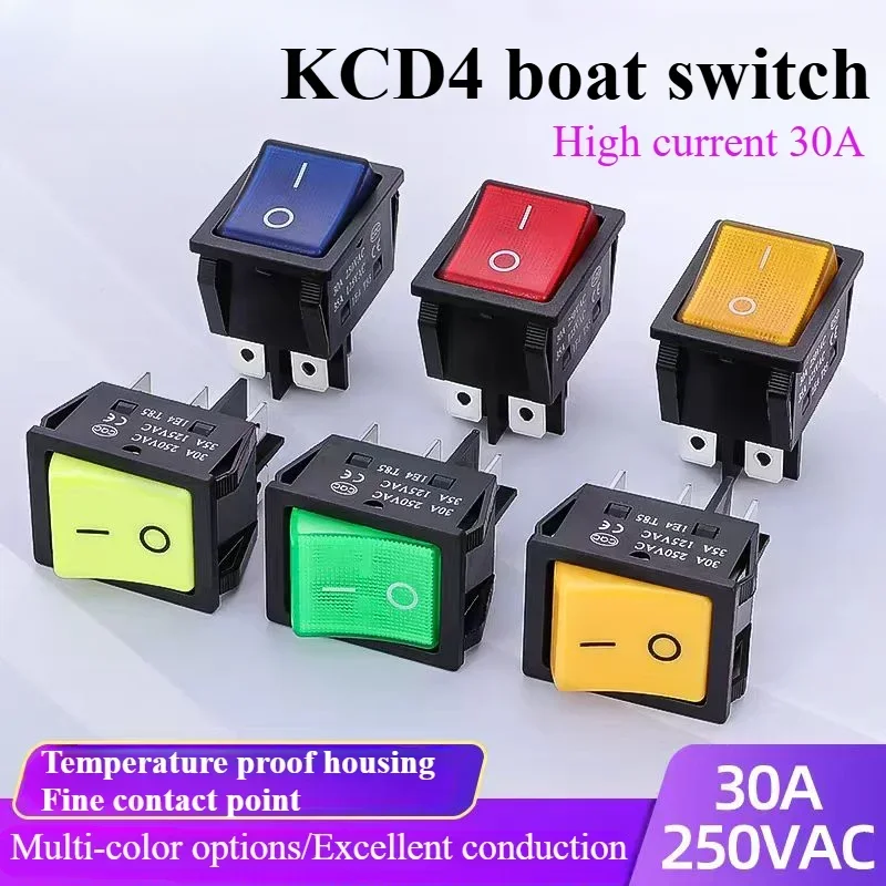 1 PCS,30/40A 250V AC High Current,ON/OFF,Special for Eelding Machine,KCD4,Sterling Silver Point,Rocker Power Button Switches