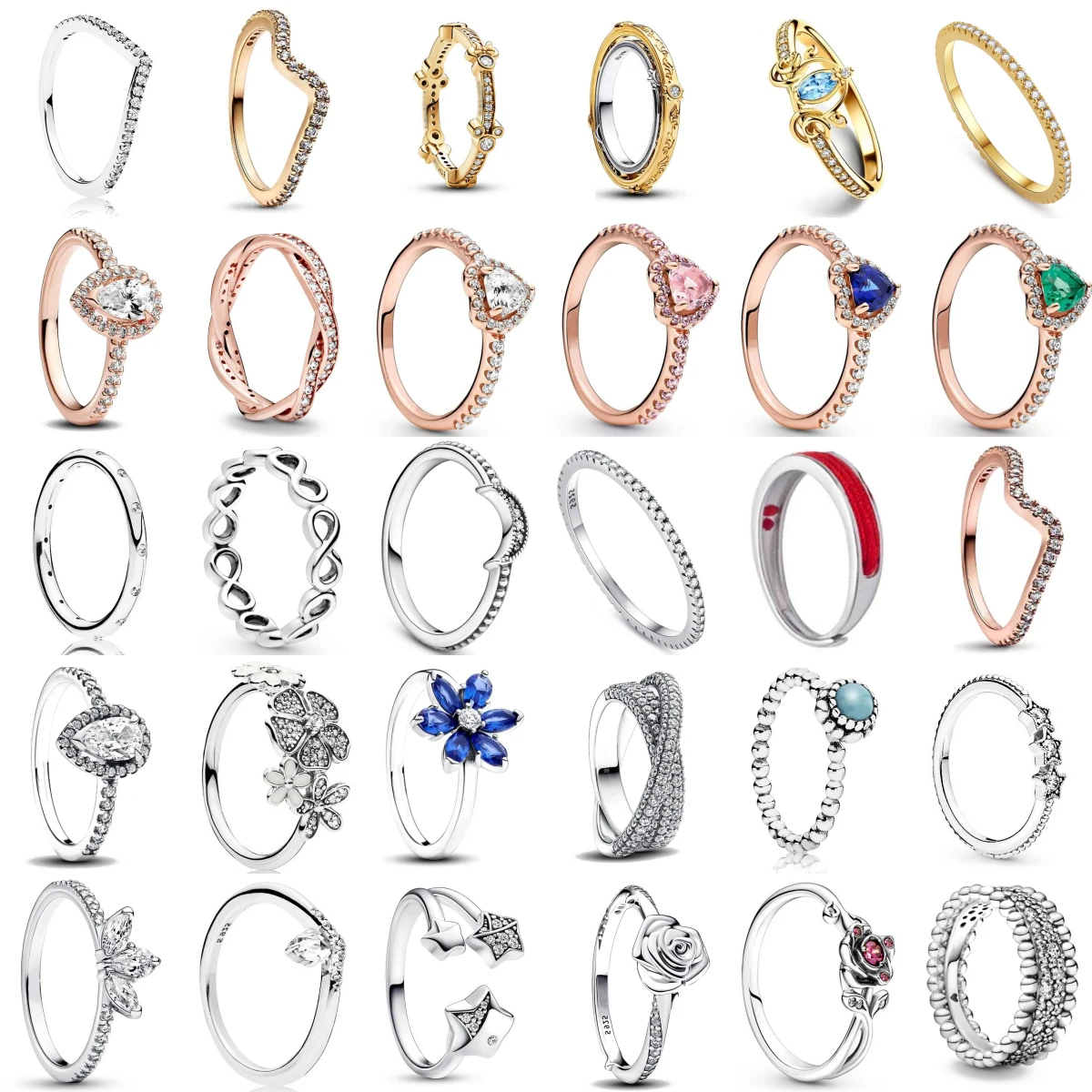 

Лидер продаж, оригинальные женские кольца из стерлингового серебра 925 пробы, кольца на палец для женщин, серебряное красочное сердце, цирконий, камень, ромашки, звезды, безделушки