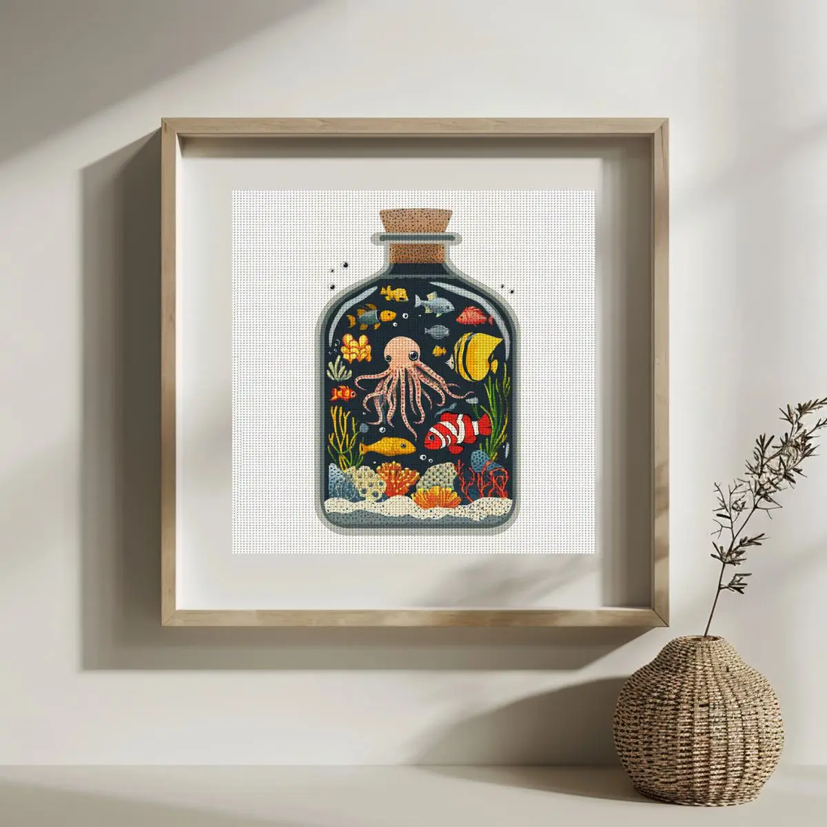 1pc 30X30CM/11.8inch drift bottle Stamped Cross Stitch Kit DIY Kit 11/14/16CT DIY Embroidered Set DIY Cross-Stitch Set