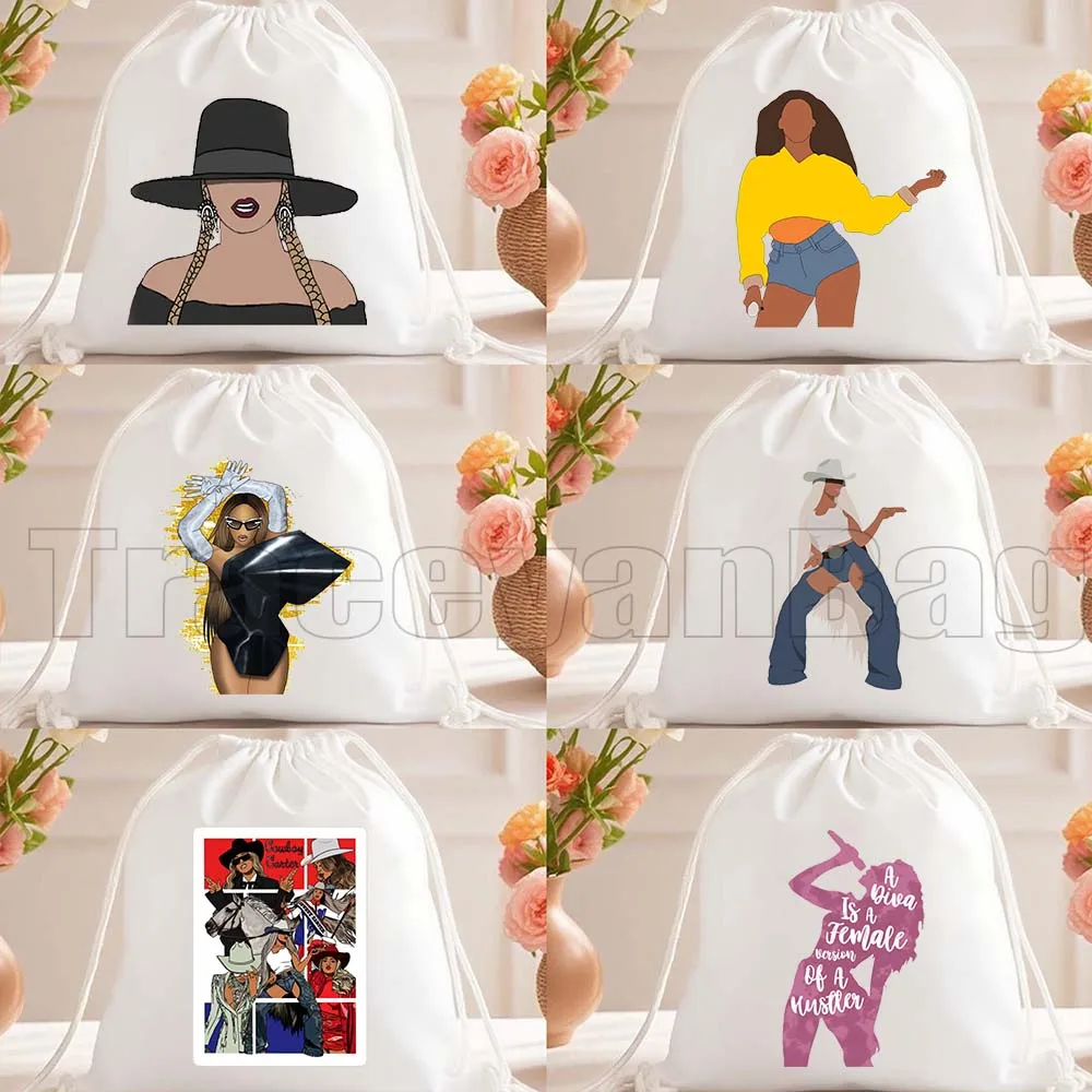 

Beyonce PORTRAIT Singer Poster Print Fan Gifts Men Women Girls Drawstring Backpack Sports Gym Sackpack String Bag for Running