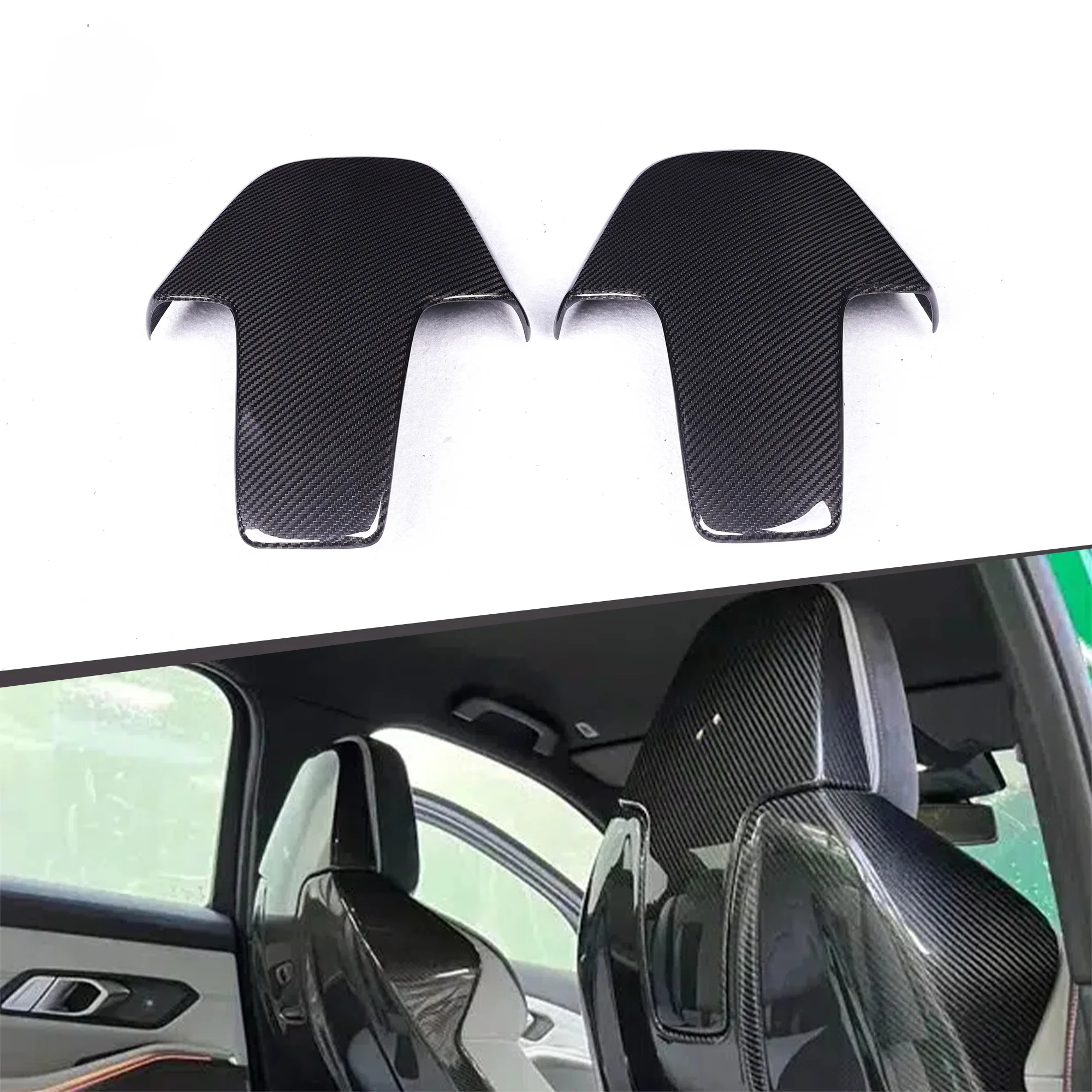 

Dry Carbon Fiber Seat Back Cover Trim For BMWs M3 G80 G82 M4 Car Styling Interior Trims 2023+