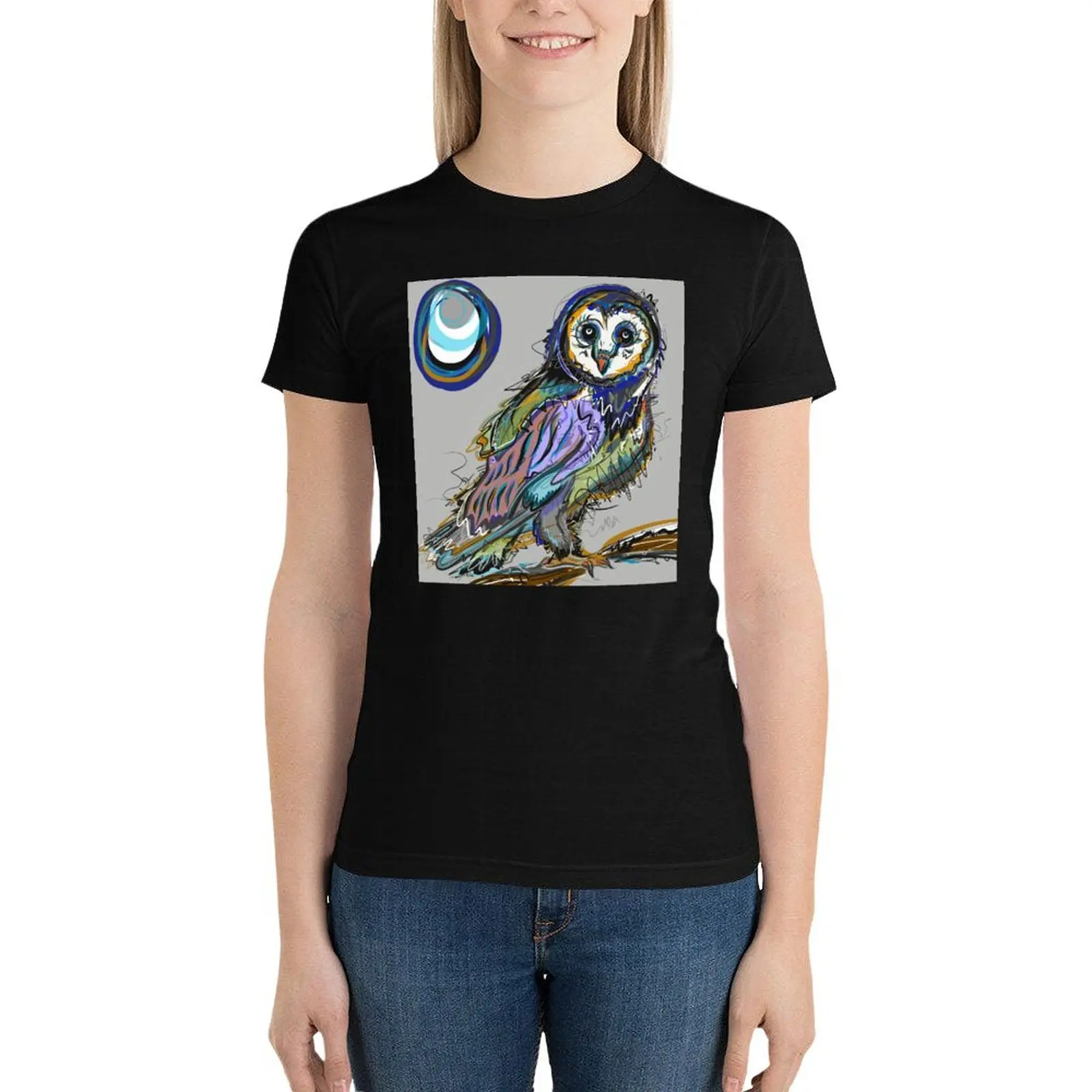 

Owl at Night T-Shirt cute clothes anime clothes tees funny clothes for Women