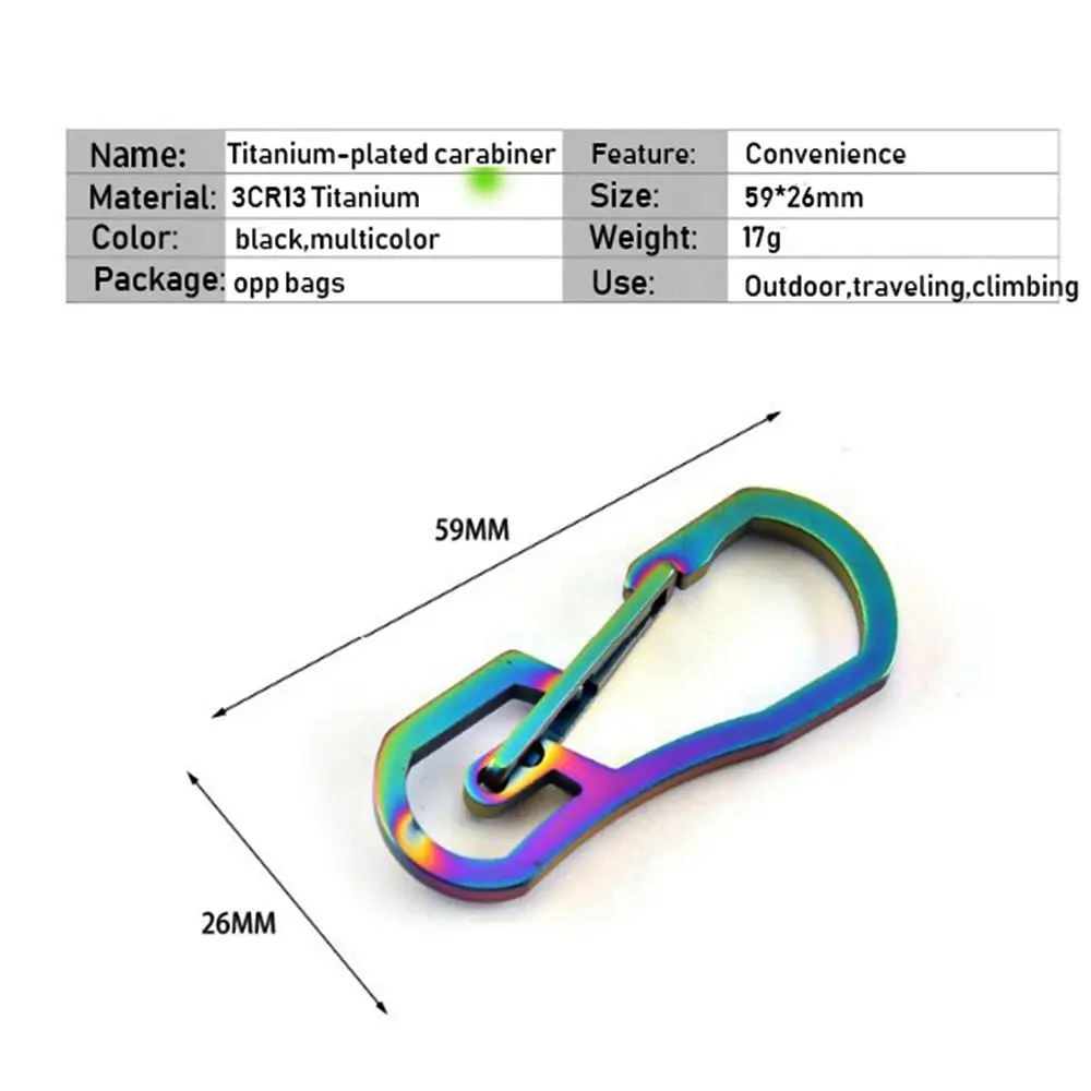 1szt Titanium Plating Carabiner Camping Clip Outdoor Key Ring Clip Keychain Holder Keyring Hang Buckle Hook Carabiner Camping Cli