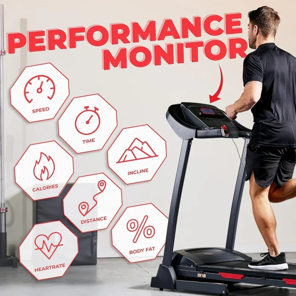 Premium Folding Incline Treadmill with Pulse Sensors, One-Touch Speed Buttons, Shock Absorption, Optional Bluetooth