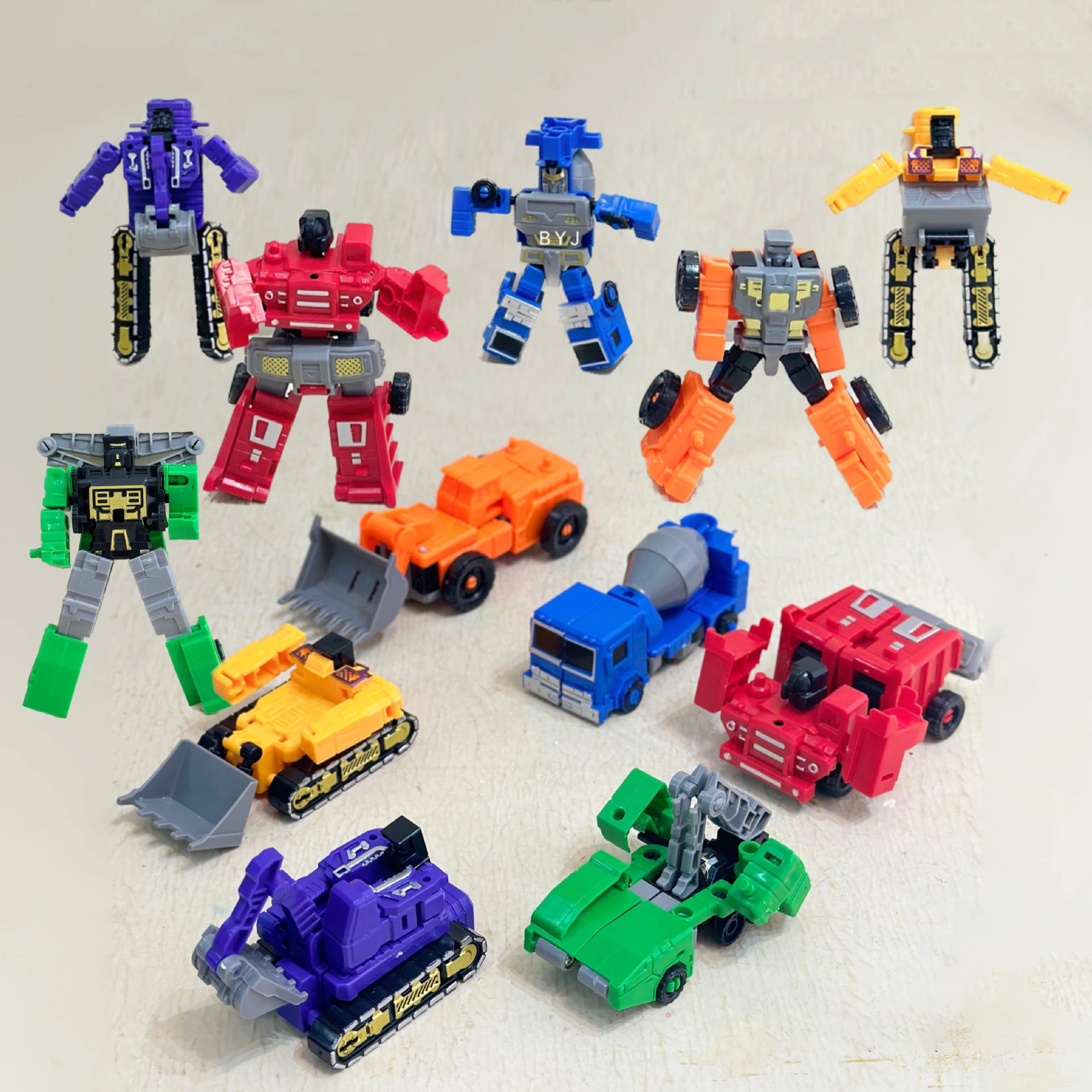 Children Fun Deformation Robot Toy Model Simulation Excavator Bulldozer Robots Deformation Creative Engineering Car Boys Toys