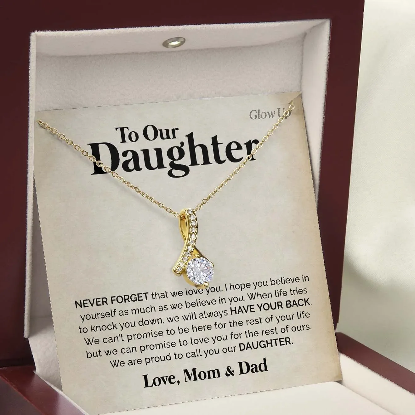 To My Daughter Gift From Parents 2023 Copper Alloy Women Necklaces Love Alluring Pendant Necklace for Birthday Dropshipping