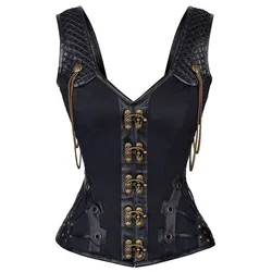 Steampunk Women's Overbust Corsets and Bustiers Sexy Gothic Corset Tops Shoulder Straps Steel Boned Vintage Corselet Vest