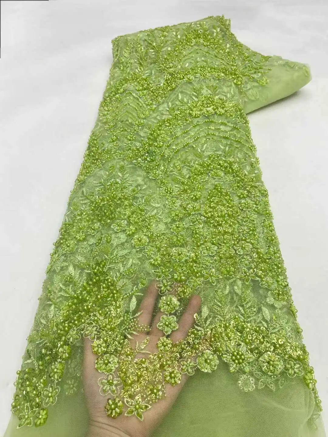 

Красивое модное африканское нигерийское кружево с вышивкой бисером, 2025, высококачественная французская кружевная ткань с блестками для шитья свадебного платья