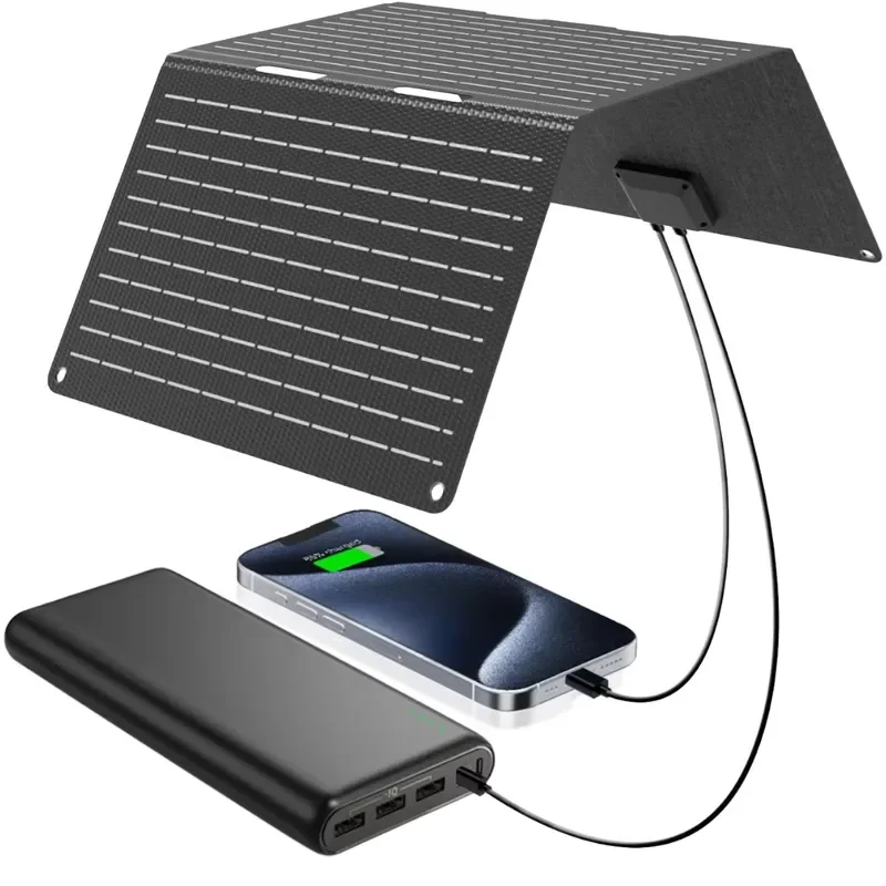 30W Mini Foldable Monocrystalline Solar Panel USB-C PD Fast Charging Laptop Phone Security 20% Efficiency