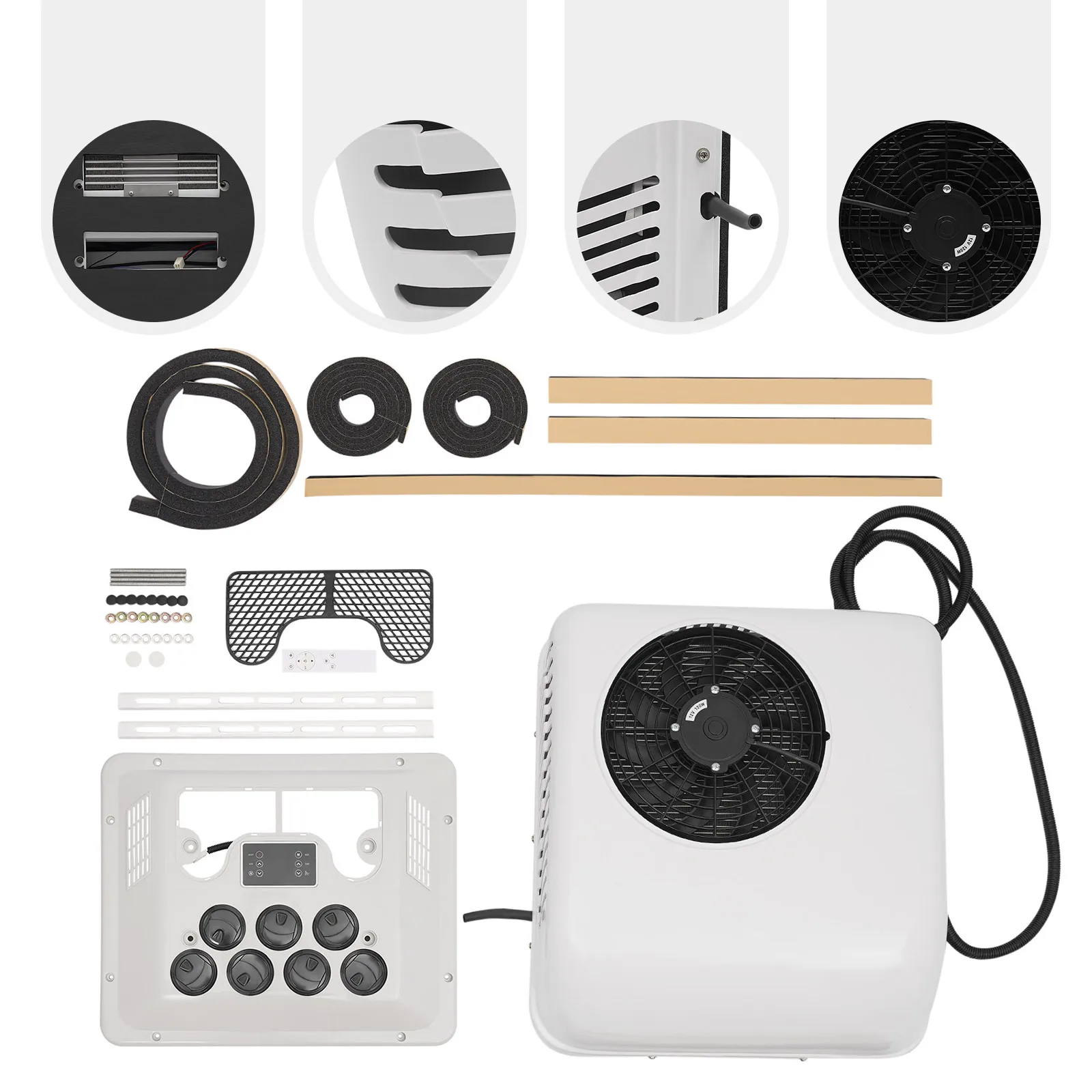 Pendingin & Pemanas RV 12V 750W AC Atap Listrik untuk Truk, RV, Ambulans, Bus, Excavator