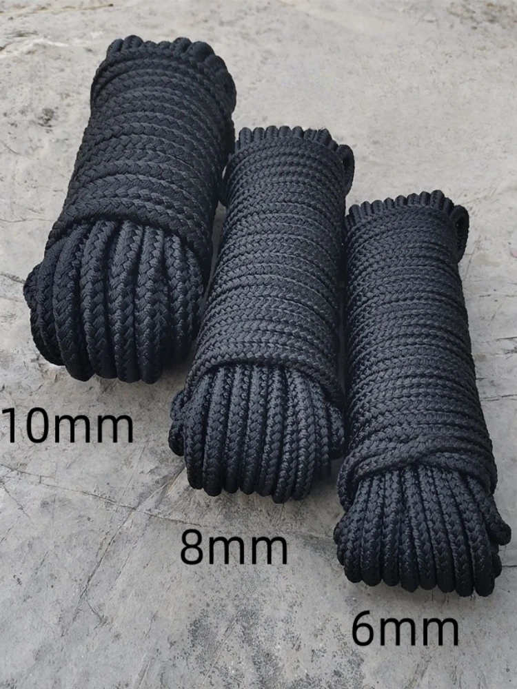 Corde tressée en nylon noir, 12 brins, 3/4/5mm, 6mm, 8mm, 10mm, ULde reliure, degré d'usure, nervure de tente