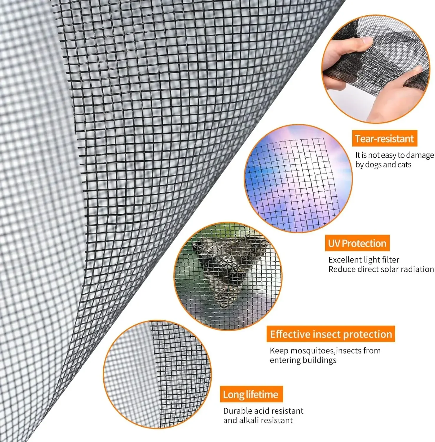 

[XMSJ]Fiberglass Window Screen Roll 84” x 100’ Easy to Use Black Replacement Window Screens for House Windows or Door