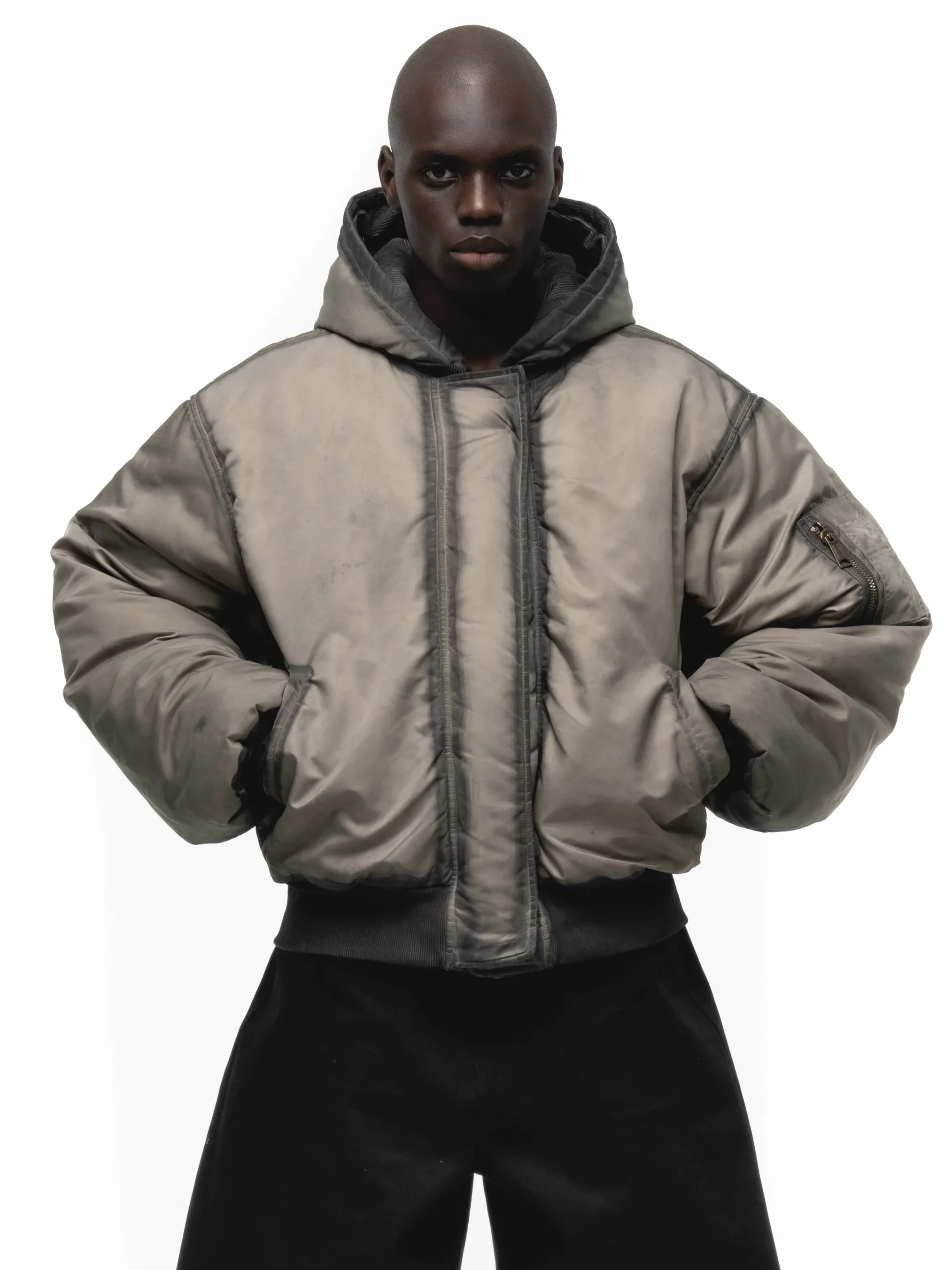 No Faith Studios Heavy Duty Washed Mud Dye Bomber Cotton Jacket