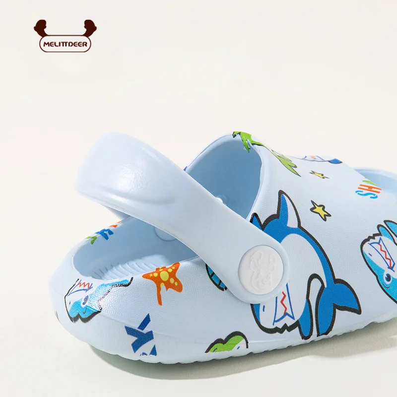 MELITTDEER Cartoon Sandals - 1 pairs of blue, beige and yellow printed shark slipppers, soft sole, indoor use,children slippers