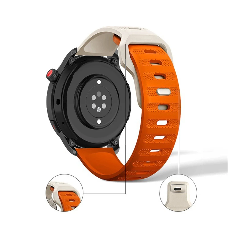22mm 20mm Silicone Strap for Huawei Watch GT6 5 4 46mm Breathable Sports Wristband for Amazfit Active 3 2/2Square Balance 2 Max