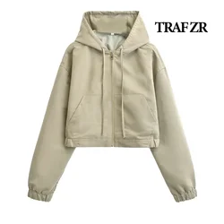 TRAF ZR Casual Coats with Hooded Autumn Y2k Jacket Elegant Luxury Women's Coat New in Outerwears Ladies Fashion Lady Jackets