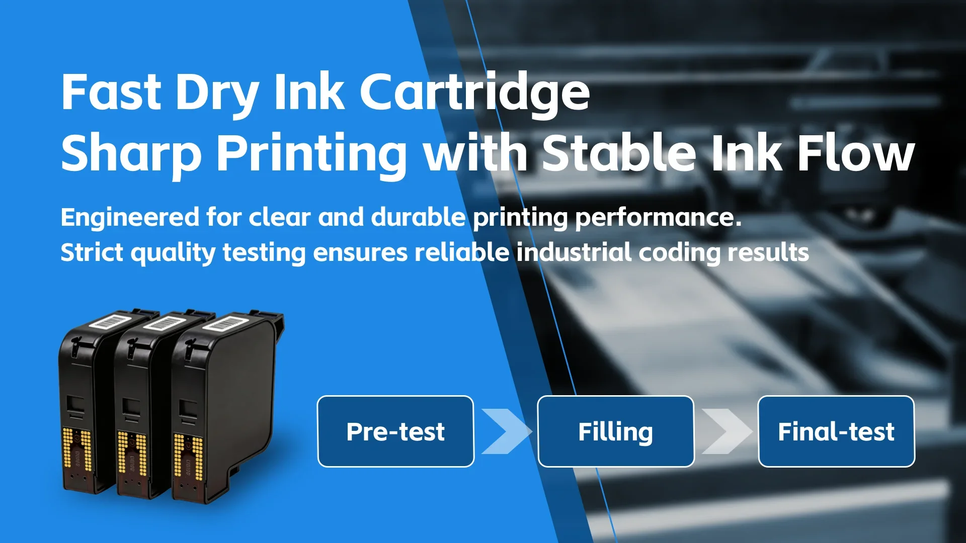 25.4mm Handheld TIJ Inkjet Printer 309 Black Ink Cartridge for Carton Plastic Wood Batch Code Printing