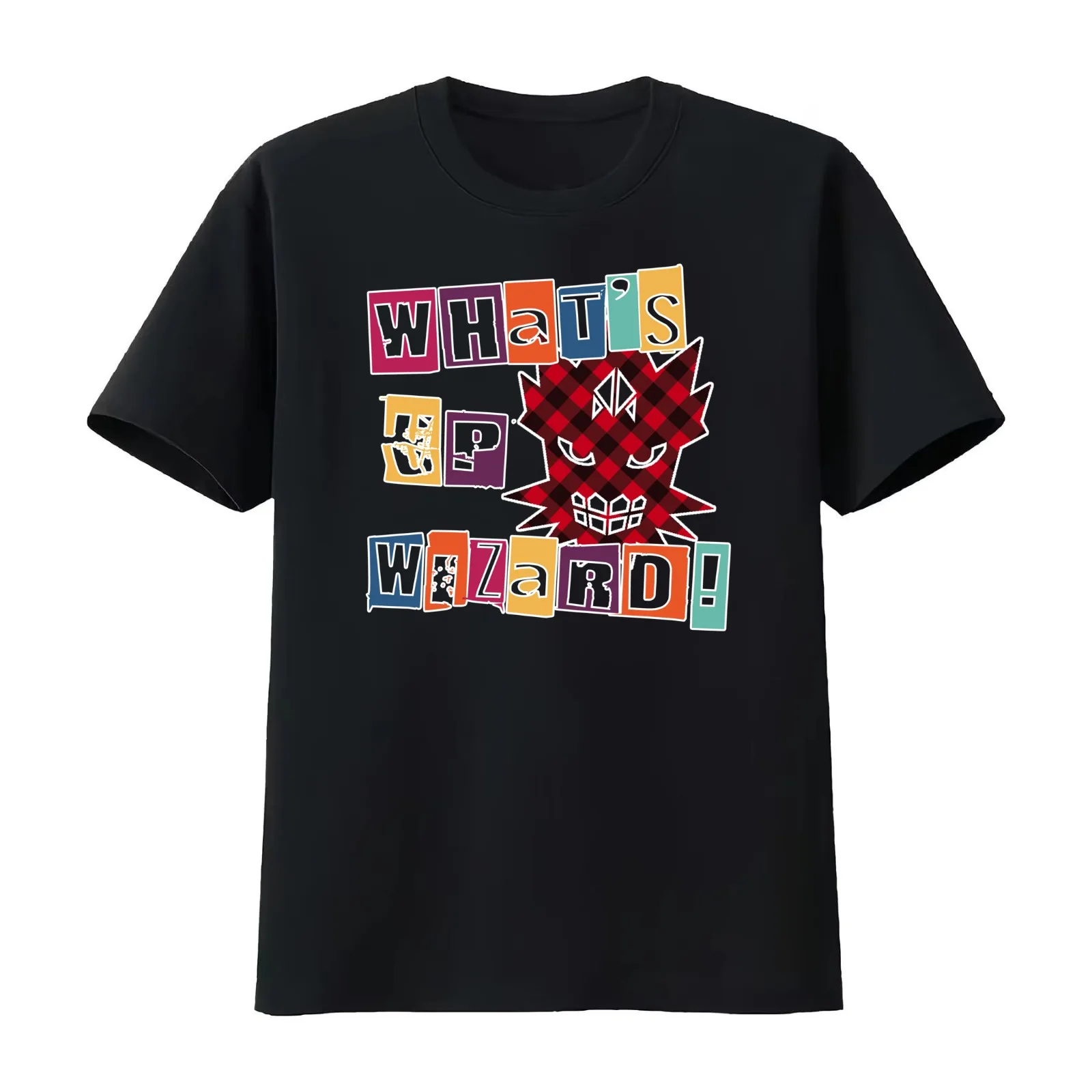 What's Up Wizard T-Shirt Summer Casual Cotton Tee Oversized Streetwear Tops Vintage Graphic Print Loose Fit Short Sleeve