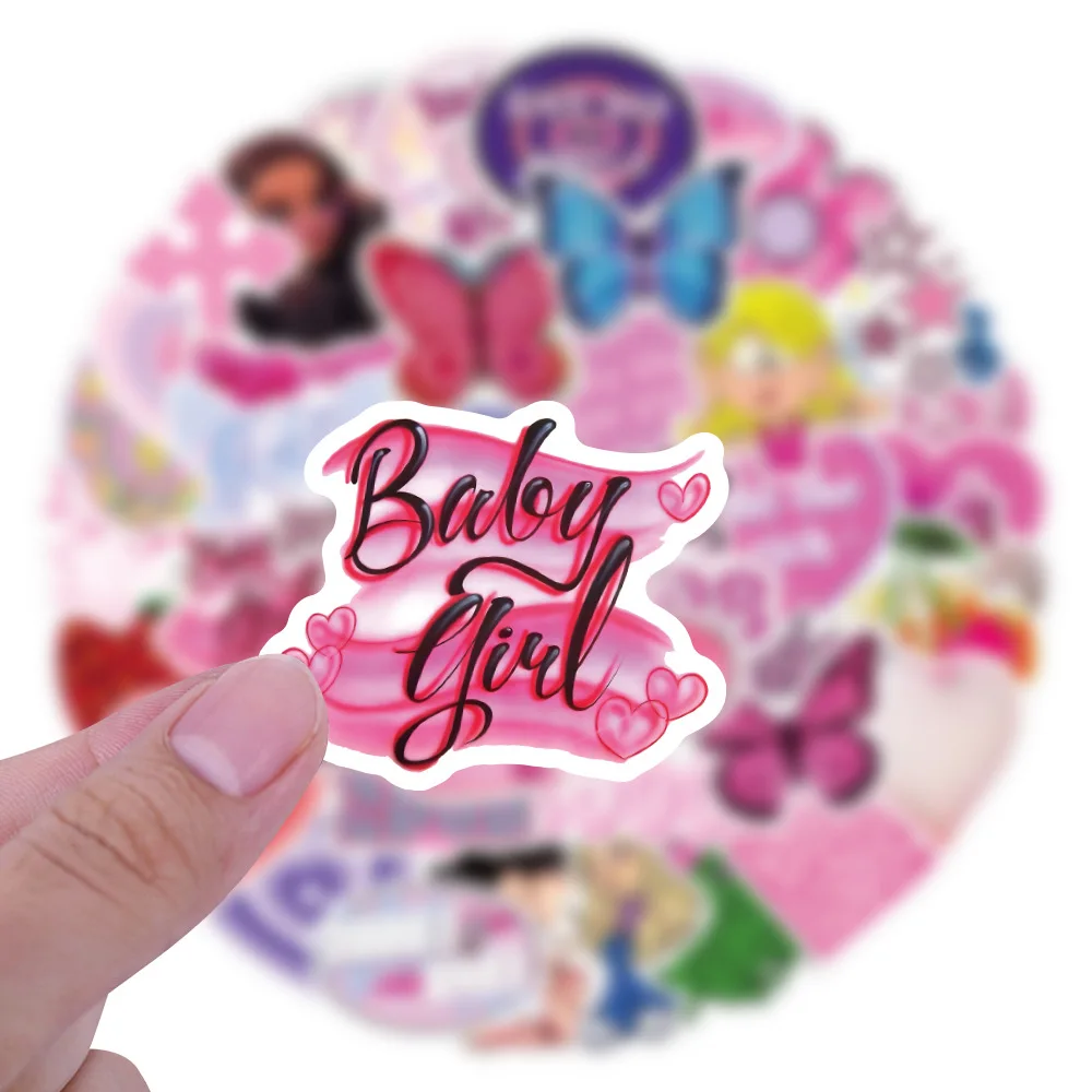 60 قطعة من ملصقات Y2K الرائعة الوردية اللطيفة على الطراز الألفي لسكوتر الكمبيوتر المحمول المخطط، أمتعة لوح التزلج المقاومة للماء