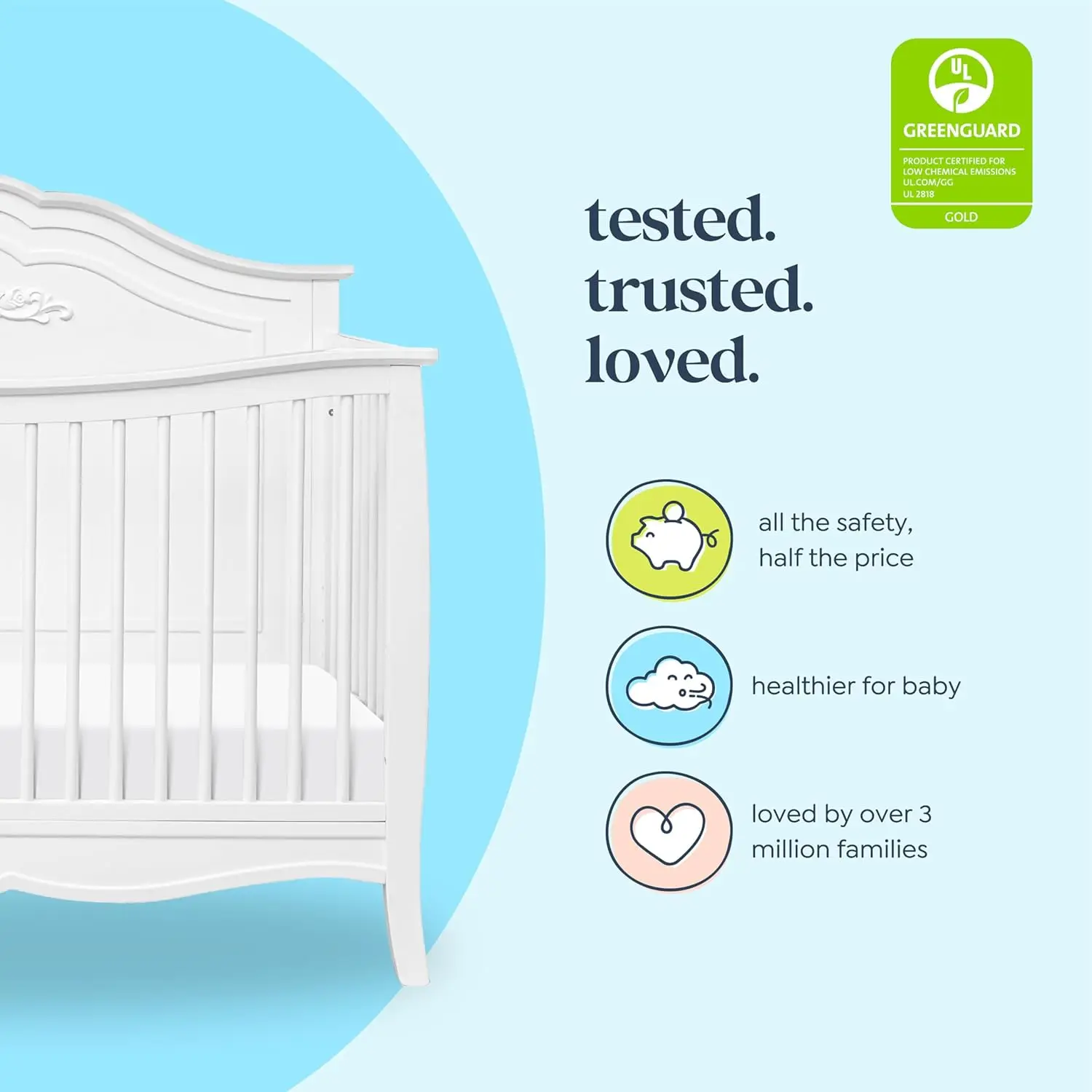 Fiona 4-in-1 Convertible Crib in White Convertible, Adjustable