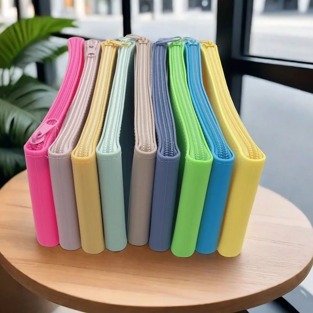 Prosty silikonowy organizer kosmetyczny, wodoodporna, gładka kieszeń podróżna na zamek błyskawiczny, portfel, portmonetka dla studentów.