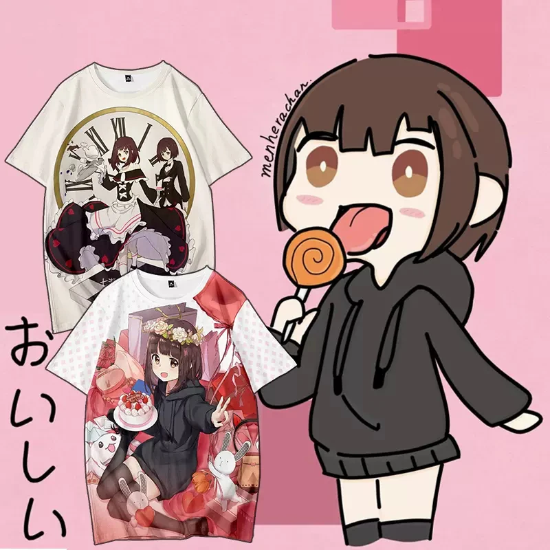 Nanase Kurumi VTuber Anime Camiseta de manga corta sudadera Casual adulto COS a todo Color ropa de moda de talla grande