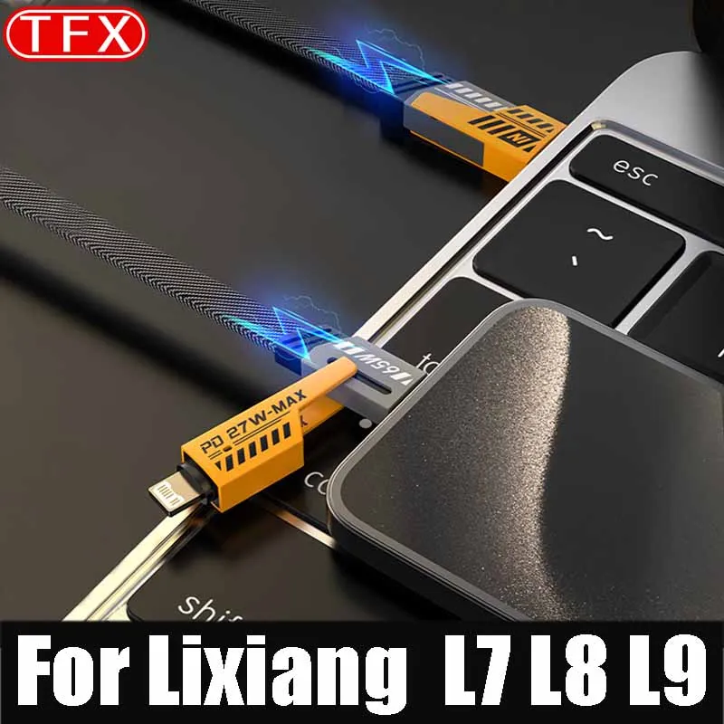 For Lixiang L7 L8 L9 Car Screen Casting Data Cable Rear Cell Phone Fast Charging Cable Typec Black Technology Auto Accessories