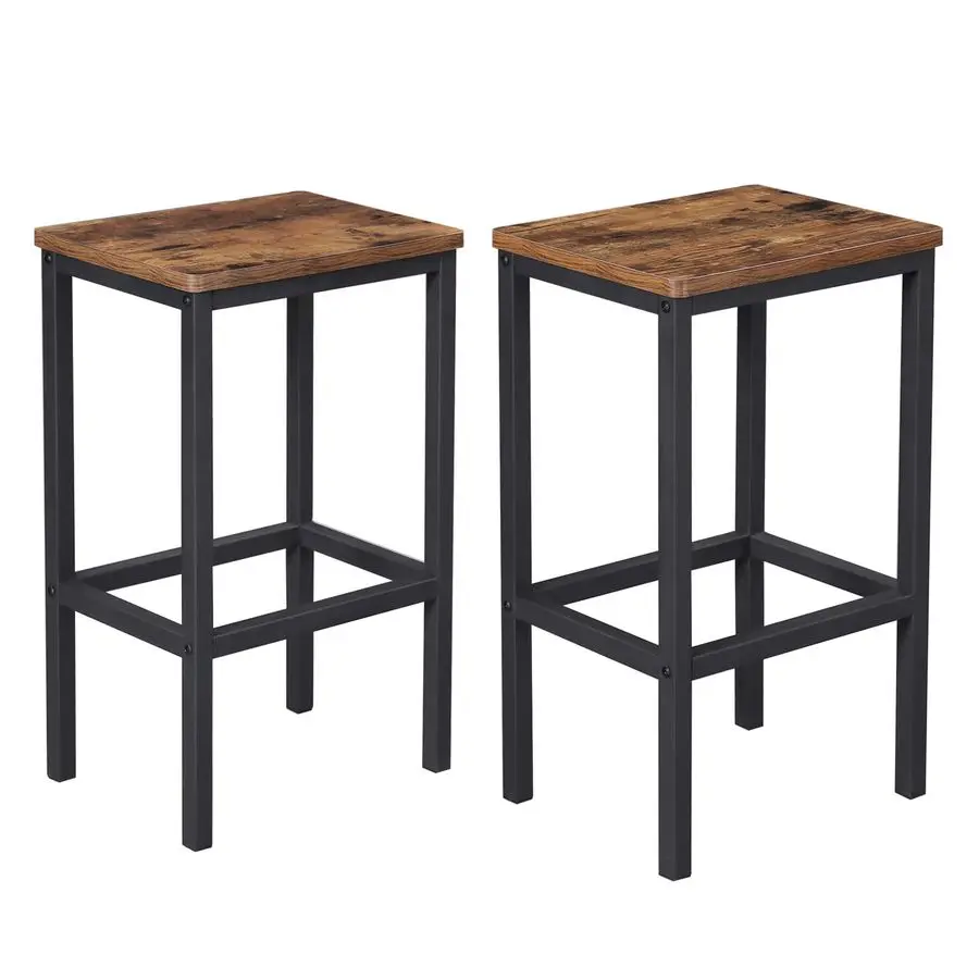 

Bar Stools, Set of 2 Bar Chairs, Kitchen Breakfast Bar Stools with Footrest, Industrial in Living Room, Party Room, Rustic Brown
