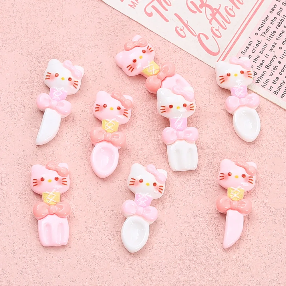 

100pcs Kawaii Resin Miniature Cartoon Hello Kitty Tableware Flatback DIY for Kitchen Doll House Decoration Accessories