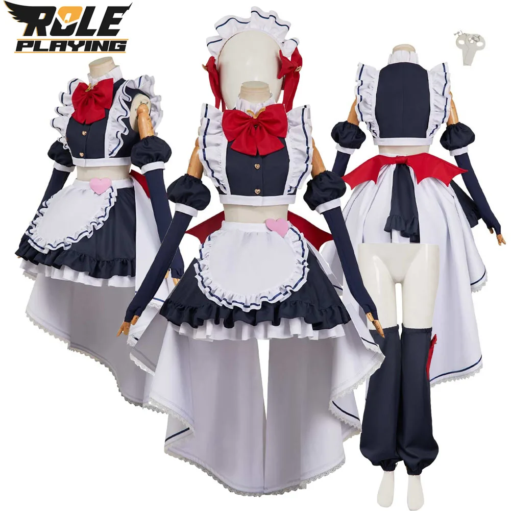 

Бархатный костюм для косплея, черный, красный, платье горничной, комплект аниме Hazzbin, маскировочная одежда для отеля для женщин, карнавальный костюм на Хэллоуин